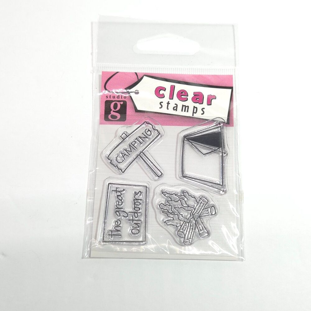 Studio G Clear Stamps Camping The Great Outdoors Scrapbooking Craft Stamp Set